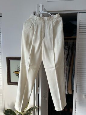Vintage Liz Claiborne High Waisted Cream Pleat Front Dress Pants